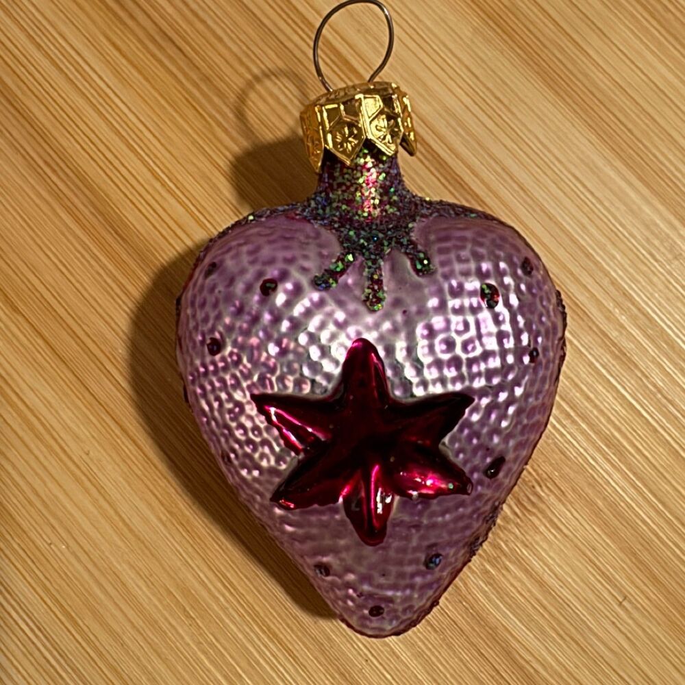 Radko Ornament Purple Heart Star Indent Reflector Bumpy Glass RARE HTF